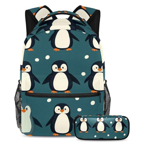 Cartable grande capacité pingouin des neiges sac à dos ado avec trousse