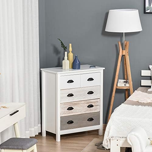 HOMCOM Chest of Drawers,5 Drawers Storage Cabinet Bedroom Clothes Closet Living Room Organizer