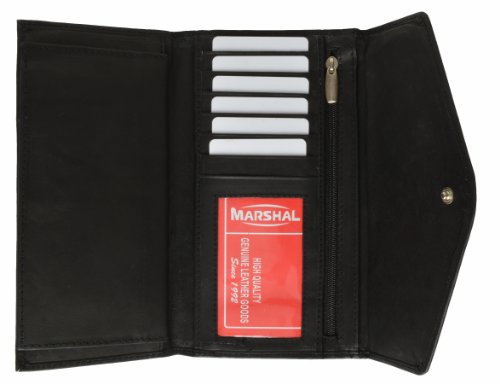 MARSHAL Womens Checkbook Wallet with Id Window and Snap Button Closure2