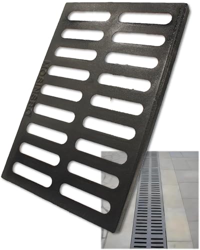 Image of Cast Iron Drain Grate, Driveway Channel Cover 17x12 in