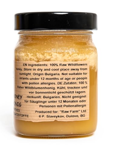 Raw Farm - Reiner, roher Wildblumenhonig 450g - 100% natürlich, ungefiltert, unerhitzt, nicht pasteurisiert, direkt aus dem Bienenstock