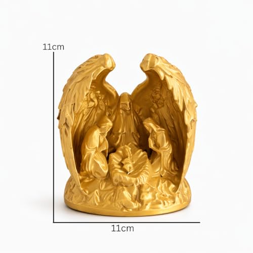 Image of Illuminated Angel Wings Holy Family LED Tea Light - Warm Glow ECO Friendly Home Decor (Gold)