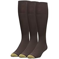 Gold Toe Men's 3-Pack Metropolitan Over-the-Calf Dress Socks, Brown, 10-13 (Shoe Size 6-12.5)