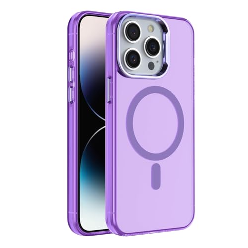 Coque magnétique pour iPhone 15 Pro Max transparente anti-jaunissement violette