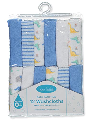Bon Bebe Baby Big Boys' 12-Pack Washcloths Set - Blue/Multi, one Size