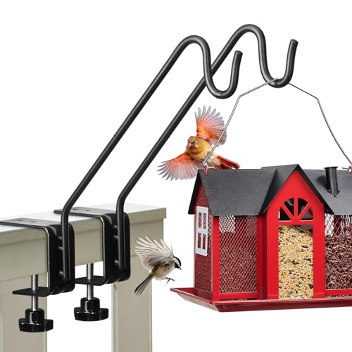 Kingsyard 2 Pack Middium Heavy Duty Deck Hook - 10 inch Metal Deck Railing Hooks for Hanging Bird Feeders, Planters, Suet Baskets, Lanterns, Wind Chimes