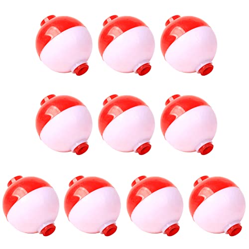 lasenersm 10 Pieces Fishing Float Fishing Bobbers Fishing Floats Bobbers 2inch Fishing Bobbers Floats Fishing Controller Fishing Float Ball Fishing Bubble Floats, Red and White