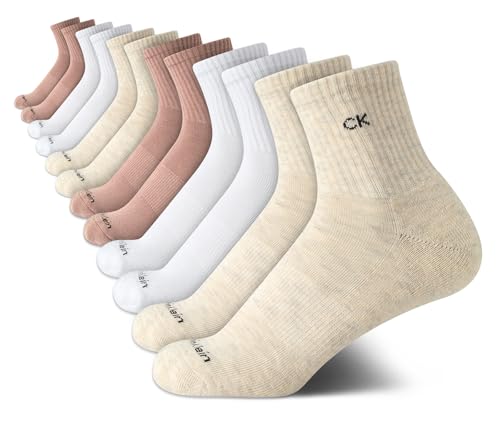 Image of Calvin Klein Womens 12 Pack Terry Cushioned High Quarter Socks