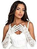 SAWINDA Long Lace Gloves Wedding Bridal Gloves Elegant Stretchy Floral Lace Glove for Women Tea Party Prom Evening (19.7 Inch)