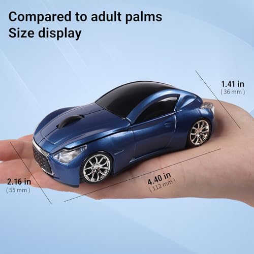 Image of elec Space Wireless Mini Mouse with Case - Cute Sports Car Shape, Lightweight & Portable, 10m Range, Plug and Play (Pearl Blue)