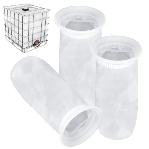 Fuhesgu 3 Pcs Filtro de Tapa IBC Filtro Nylon Deposito IBC Filtro Tanque IBC Filtro Agua de Lluvia Bolsa Colador de Malla Fina Filtro 200 para Filtrar el Agua de Tanque IBC, Reutilizable y Lavable