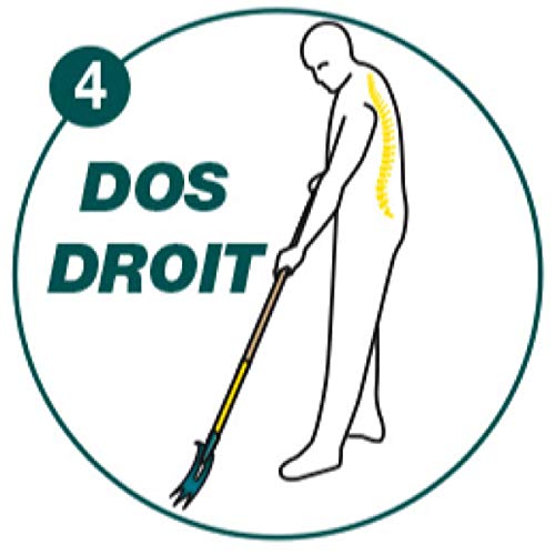 LEBORGNE - Binette Trident EM Poignée Naturovert - Lame Tuilée Affûtée - Manche Extra-Long 150 cm - Désherbage Intensif - H 2 cm x Larg 10 cm - Poids 1 kg