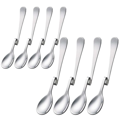 Cucchiaio Marmellata, 8 Pezzi Cucchiaio da Latte Macchiato in Acciaio Inossidabile, cucchiaio Lungo con Manico Curvo, per Caffè, Tè, Torte