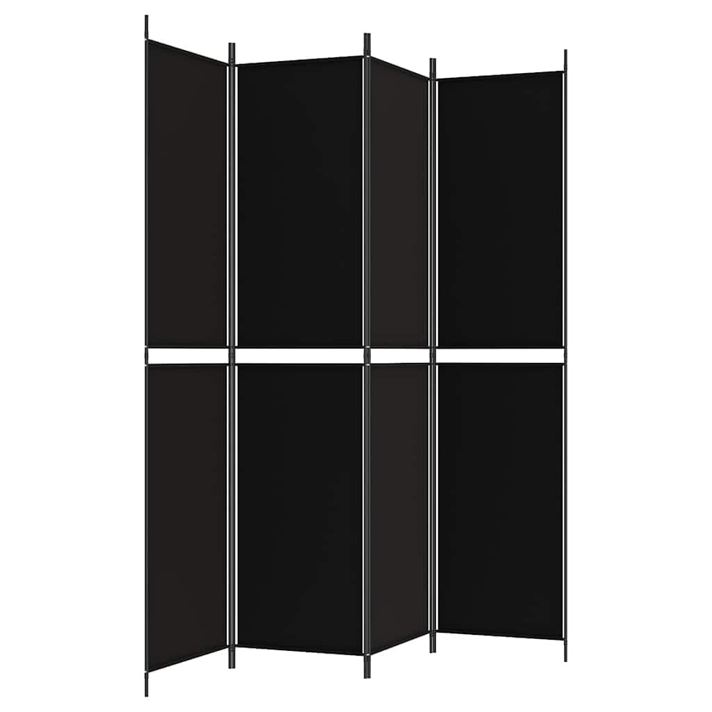 Paravent 4 pièces - Noir - 200 x 220 cm - Tissu - Pliable - Brise-vue - Pour salon, chambre à coucher, bureau, balcon, cloison de séparation, intérieur et extérieur