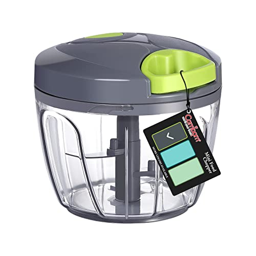 Image of Cambom Manual Food Chopper Vegetable Cutter, Hand String Vegetable Chopper Onions Cutter for Vegetable Fruits Nuts BPA Free Food Safe Material, 650ml Gray
