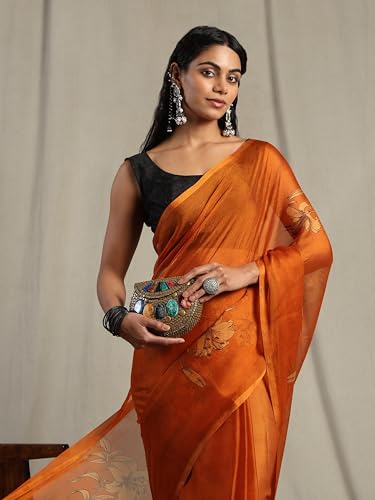 Image of Garden Vareli Floral Print Chiffon Saree