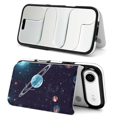 Étui portefeuille iPhone 17 Galaxy Decor coque fine anti-choc avec porte-cartes chic