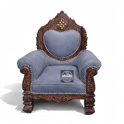 Image of Royal Carved Wooden Sofa Set | 3+1+1 Seater | Antique with Button Tufted Velvet Upholstery | Victorian Style Living Room Furniture Tufted Sofa Set Grey 3-Piece (Design 15)