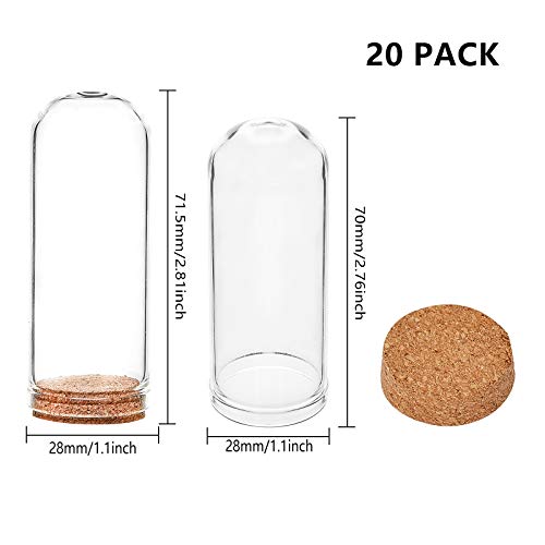 Image of BENECREAT 20 Pack 40ml Glass Jars Bottles Decoration Bottles with Cork Stoppers for Party Favors, Arts, Small Projects and DIY Decorations
