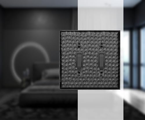 Image of Monarch Abode 2-Gang Toggle Wall Plate, Hand Hammered Metal Switch Wall Plate, Decorative Light Switch Cover Plate for Electrical Outlet, Matte Black