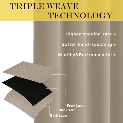 NICETOWN Blackout Sliding Glass Door Curtains, Room Darkening Thermal Insulated Curtains for Living Room Bedroom, Extra Wide Window Drapes, 1 Panel, W80 x L118, Taupe