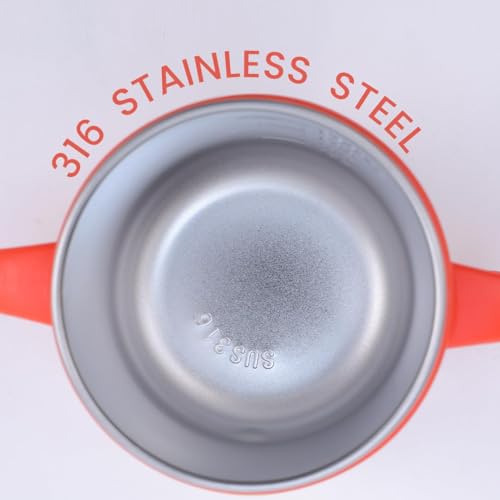 Image of Stainless Steel Insulated Baby Sipper Bottle with Handle - 260 ml | Anti Spill Sippy Cup for Toddlers & Kids | BPA Free Water Bottle (Orange)