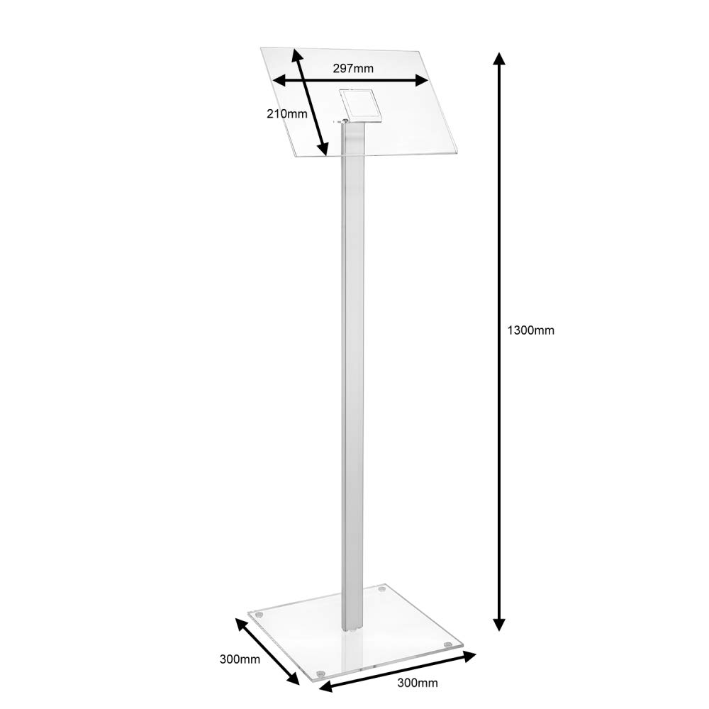 Zeigis DIN A4 Boden- Infoständer im Querformat/Infodisplay Bodenständer | Diskretionsständer, Einfacher Blattwechsel, Schlicte modern Optik, mit Acryltasche und Acrylfuss, 90cm hoch