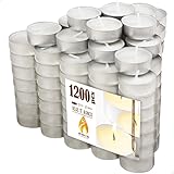 Velas blancas de té en carcasa de aluminio. Tiempo de combustión aproximado: 4 horas