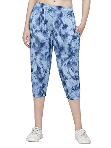 Image of UZARUS Women's Animal Print Tie-Dye Strechable Capri 3 /4th Shorts