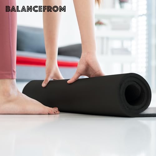 BalanceFrom All-Purpose 1-Inch Extra Thick High Density Anti-Tear Exercise Yoga Mat with Carrying Strap, Multiple Colors - Image 6