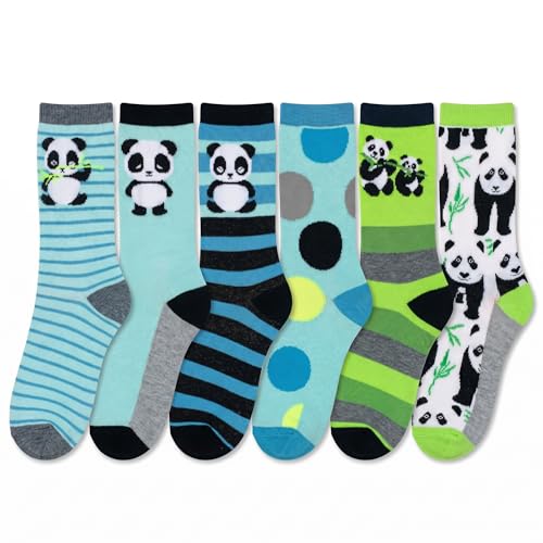 Image of Tipi Toe Women's 6-Pack Funky Crew Socks | Colorful Fun Patterned Novelty Dress Socks, Sizes 9-13
