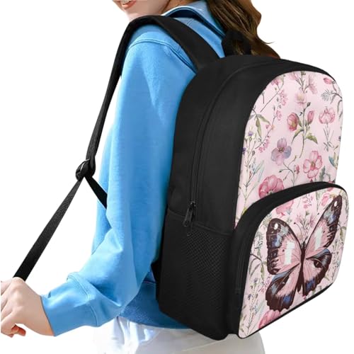 Ystardream Flower Butterfly Backpack With Lunch Box Bookbags for 6Th Grade Girls 15 Inch School Bag 3-in-1 Bookbag Set for Teen Girls Boys Schoolbag Elementary Preschool Bookbag with Pencil Case2