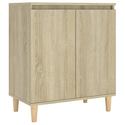 vidaXL Buffet avec Pieds en Bois Armoire Latérale Meuble de Rangement Armoire de Rangement Maison Intérieur Chêne Sonoma 60x35x70 cm Aggloméré