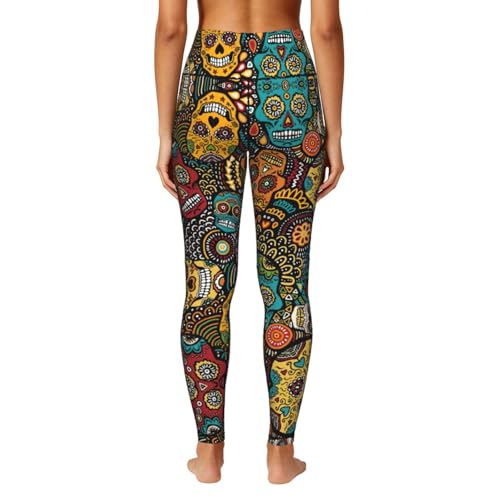 Leggings de compresión con estampado de calaveras de azúcar ZXERTG 4