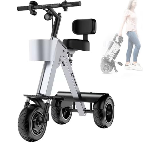 Triciclo Electrico Adulto con Respaldo Triciclo Plegable,Batería Extraíble De 36V/10A,Motor 450 W,Cesta Delantera,Velocidad Ajustable para Adultos Y Ancianos