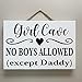 POMOTER Rustic Wood Sign 8x12 Inch Wooden Wall Art Decor,Girl Cave No Boys Allowed Except Daddy Sign Childs Room Decor Wall Hanging