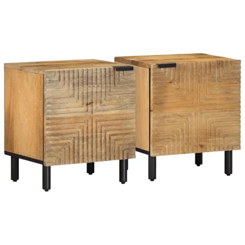 vidaXL Tables de Chevet 2 pcs 40x33x46 cm Bois de manguier Solide, Armoire de lit, Meuble de...