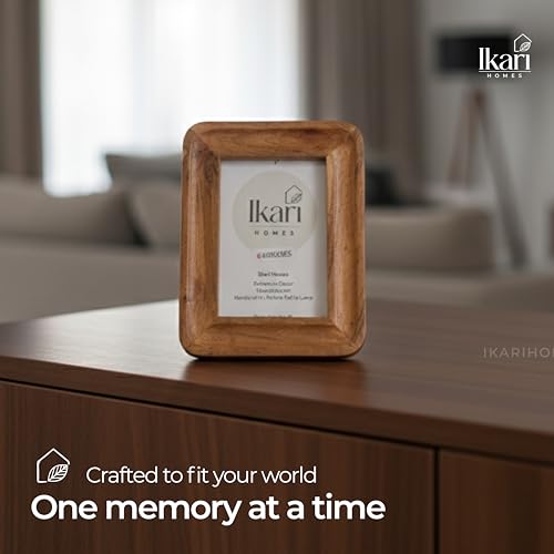 Image of Ikari Homes Premium Solid Wood Photo Frame for Tabletop & Wall Hanging | Boho Aesthetic Picture Frame with Strong Back Support & Hanging Hook| Heavy Sturdy Artisan Crafted Walnut Finish