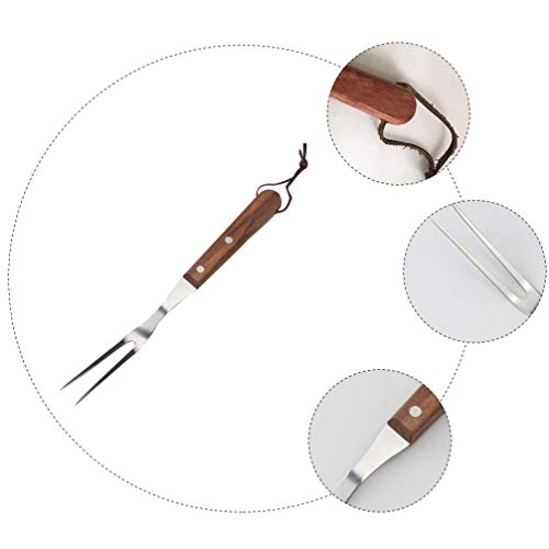 UPKOCH Garfo de Aço Inoxidável para Churrasco Garfo para Churrasco Com Cabo de Madeira Garfo Profiss