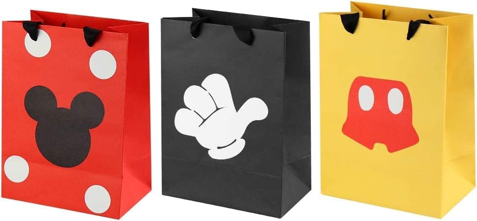 18 Pcs Mouse Party Bags, Reusable Treat Candy Snack Goodie Gift Favor Bag for Kids Birthday Party Decorations Baby Shower Mouse Theme Party Supplies