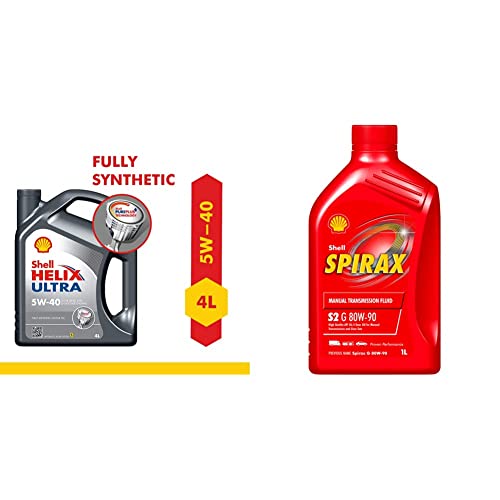 Image of Shell Helix Ultra 550041109 5W-40 API SN Fully Synthetic Car Engine Oil (4 L) with Spirax S2 G 80W-90 API GL-4 Gear Oil (1 L) Combo