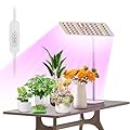 KINGPLUS Grow Lights with Stand, Full Spectrum Growing Light for Indoor Plants, 120 LEDs, 4 Dimmable Levels, Timer 4/8/12h, 12-60inches Height Adjustable,18w, Ideal for Desk Small Plants
