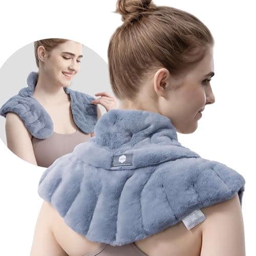 UNCN Coussin Chauffant Micro-onde pour le Cervical | 45×26CM | Bouillotte Micro-Onde Noyau de Cerise Graine de Lin | Tissu ultra-doux et Odeur de Citronnelle,...