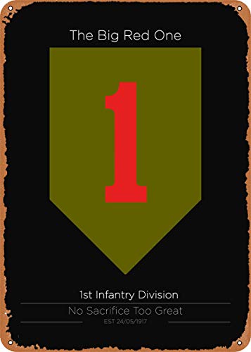 CharcasUS 1st Infantry Division Metal Tin Sign Wall Decor Man Cave Military Fan Gift Home Bar Pub Decorative Military Posters 12x8 Inch