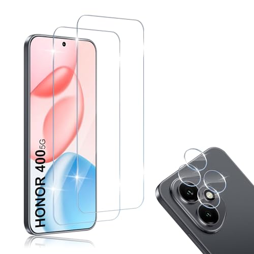 💎【Modello Compatibile】: 2 x Vetro Temperato & 2 x Pellicola Fotocamera. Progettato specificamente per essere compatibile con HONOR 400 5G, può fornire la massima protezione per l'obiettivo e lo schermo del telefono senza influire sull'uso della custodia del telefono.