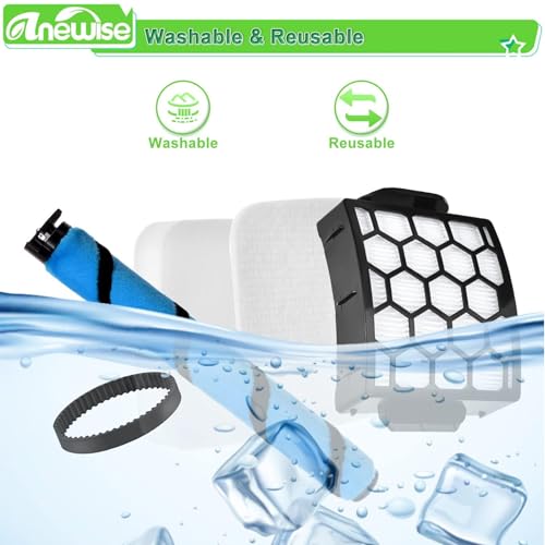 Image of Anewise Filter Brush Belt Replacement Parts for Shark UV850 Performance Lift-Away ADV DuoClean PowerFins Upright Vacuum, 1 Brush Roll+2 HEPA +4 Filters+2 Belts, Part #1483FC2000 & XHF320 & XFFK602UKT