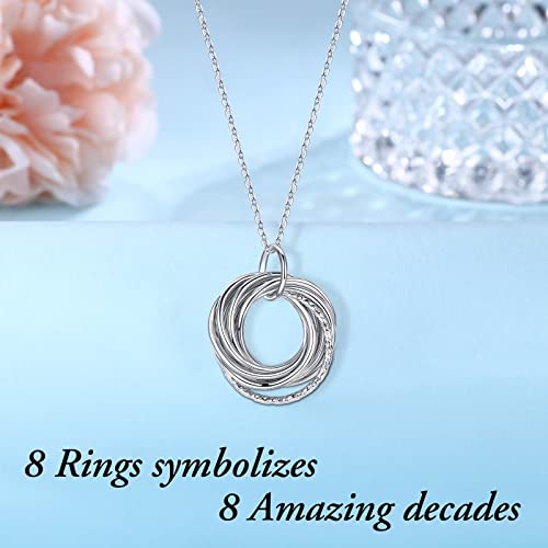 Image of IEFLIFE Birthday Gifts for Women, Sterling Silver Chain Birthday Necklaces, 40th 50th 60th 70th 80th 90th Birthday Necklace, 40 50 60 70 80 90 Years Old Birthday Gifts, 4 5 6 7 8 9 Decade Birthday Jewelry for Women