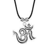 Silver Plated Big and Bold Om/ॐ Aum Ohm Hindu Spiritual Symbol Religious Black Satin Pendant Locket Necklace Temple Religious Jewelry for Men/Women By Indian Collectible