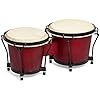 World Rhythm BON7 6” & 7” Beginners Oak Bongo Drums - Wine Red Bongos #1