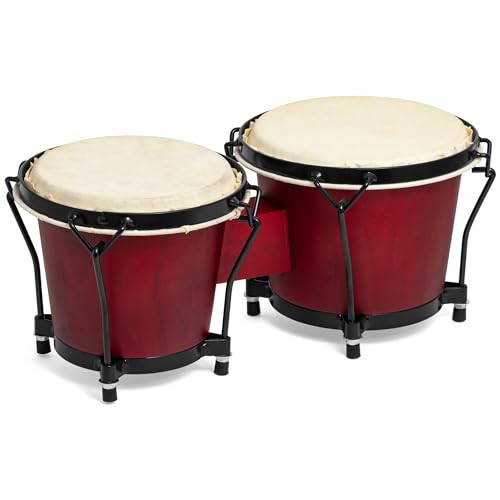 TIGER BON7 Bongo Trommeln für Anfänger, Eiche, mit gepolsterter Gigbag, Weinrot